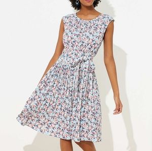 NWOT Loft Pleated Floral Flare Dress